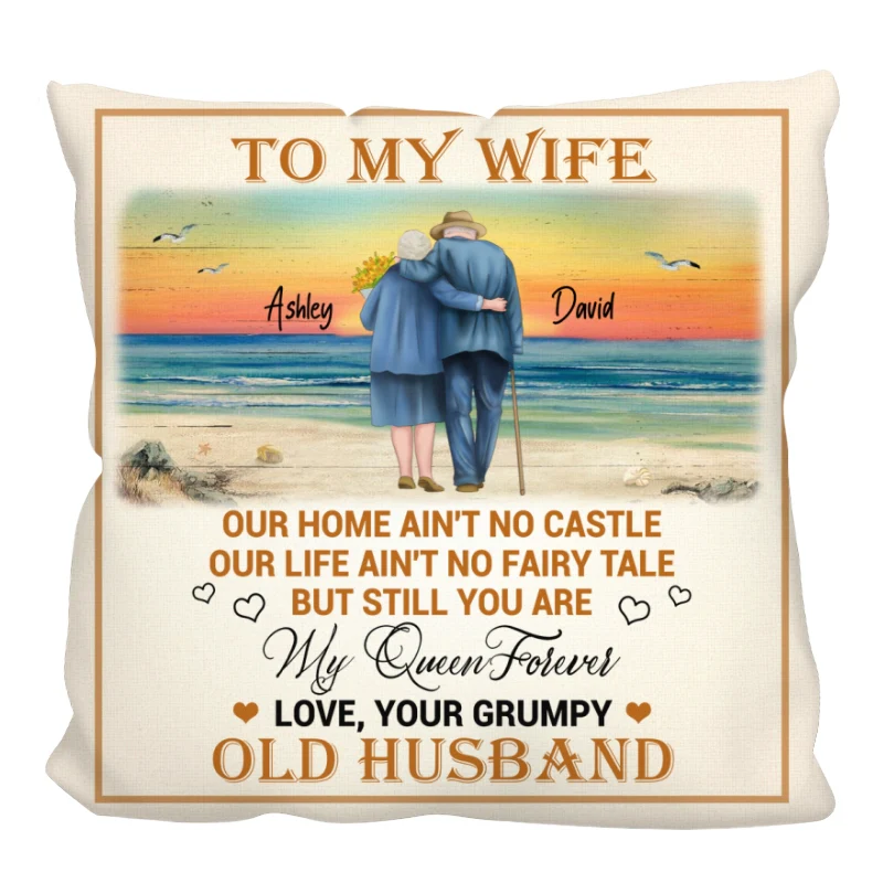 Our Home Ain‘t No Castle Couple Personalized Pillow - Image 3