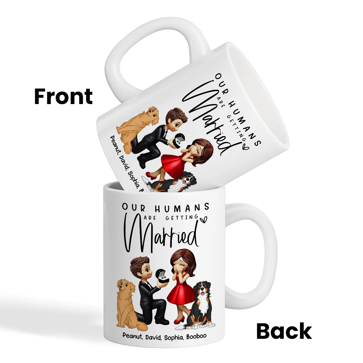 Our Humans Are Getting Married Personalized Mug, Custom Dog Cat Engagement Cup, Pet Engagement Wedding Gift - Image 8