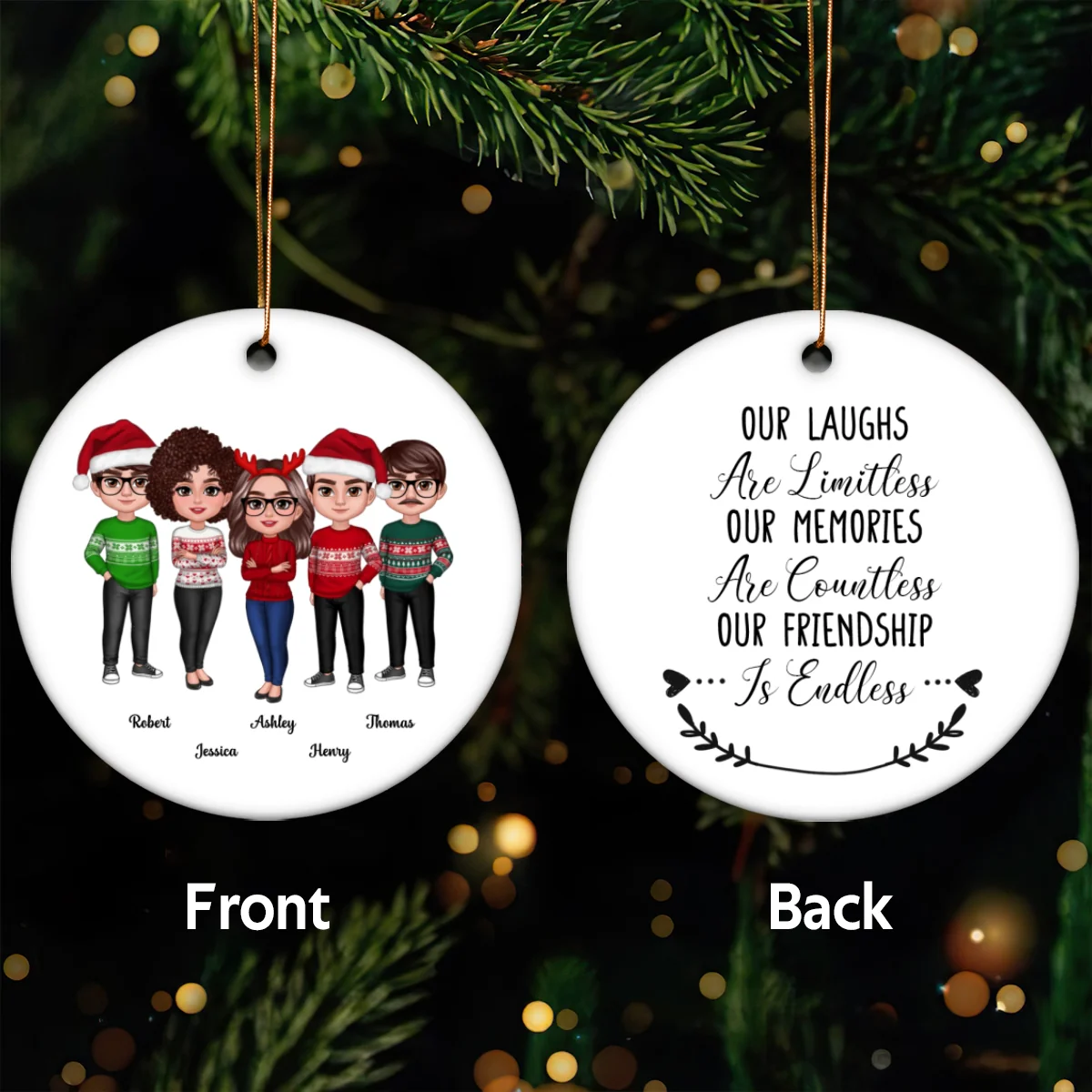 Our Laughs Are Limitless Our Memories Are Countless Personalized Christmas Friendship Ceramic Ornament, Christmas Gift For Best Friends, Coworkers - Image 6