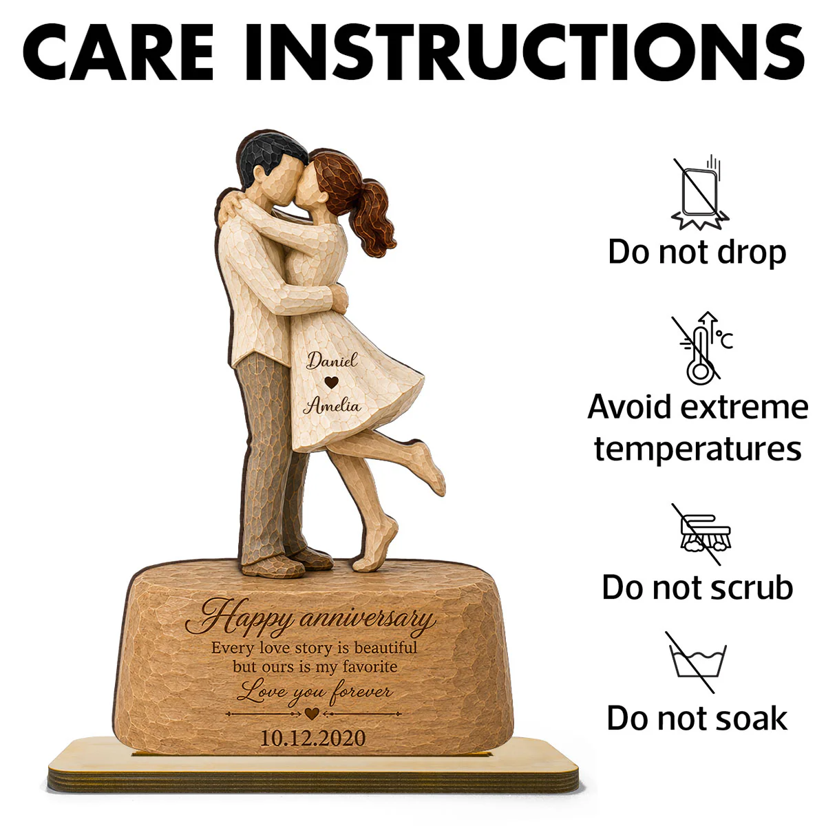 Our Love is Our Favorite - Personalized 2-Layered Wooden Plaque - Couple Heartfelt Anniversary Gift for Her, for Him - Image 10