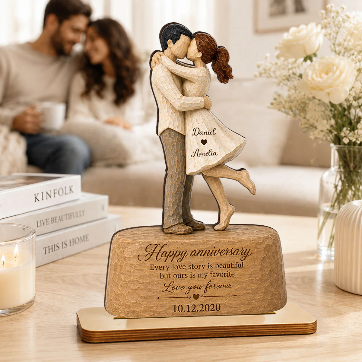 Our Love is Our Favorite - Personalized 2-Layered Wooden Plaque - Couple Heartfelt Anniversary Gift for Her, for Him - Image 6