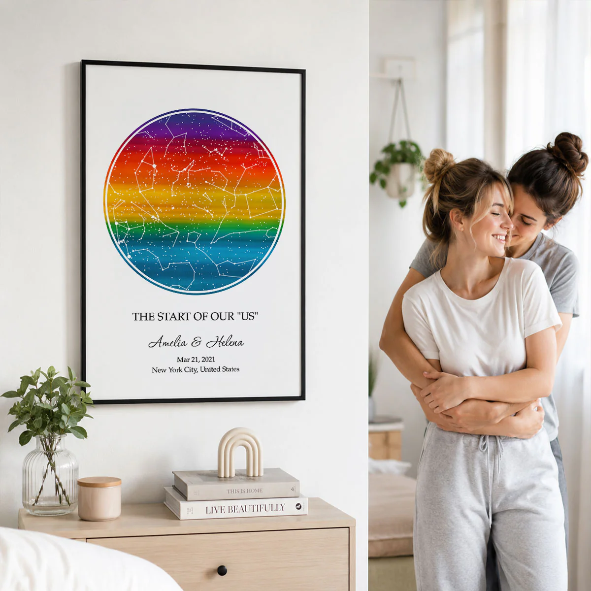 Our Love Was Born LGBT Rainbow Flag - Personalized Poster - Gift For Couple, Happy Pride Month - Image 9