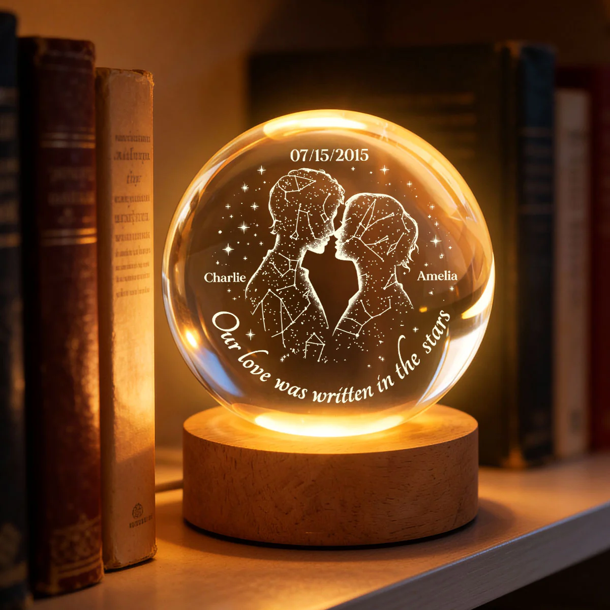 Our Love Was Written in the Stars Custom Star Map by Date - Personalized Crystal Ball LED Night Light - Heartfelt Valentine's Day Gift for Her, for Him - Image 9