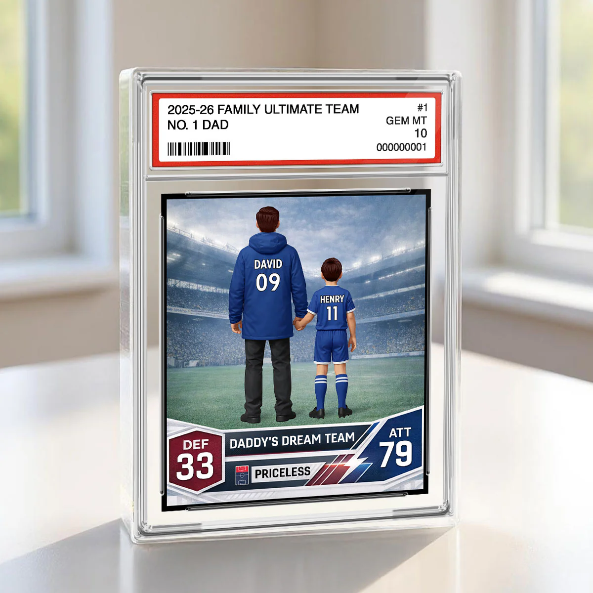 Our Match Of A Lifetime Trading Card - Personalised Acrylic Block Plaque - UK Gift For Football Dad - Image 2
