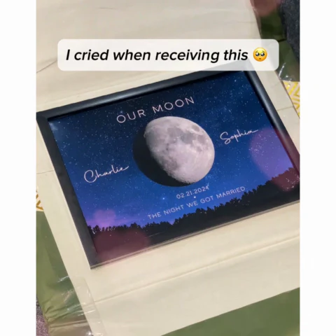 Our Moon Couple Gift Moon Phase Art Anniversary for Wife, Gift for Husband Wedding Anniversary Personalized Poster - Image 2