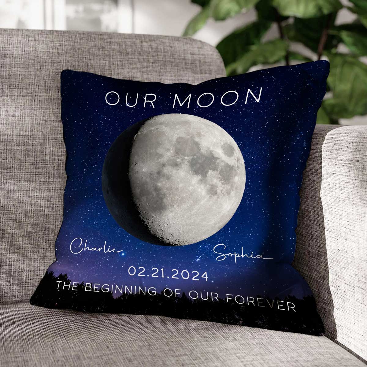 Our Moon Couple Gift Moon Phase Art Anniversary Gift For Him Gift For Her Personalized Pillow - Image 13