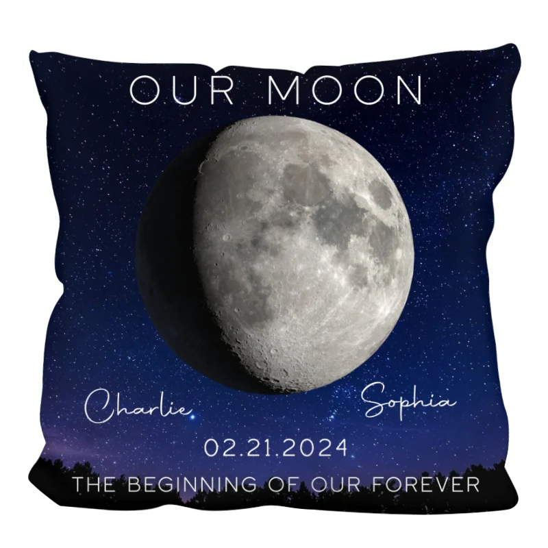 Our Moon Couple Gift Moon Phase Art Anniversary Gift For Him Gift For Her Personalized Pillow - Image 8