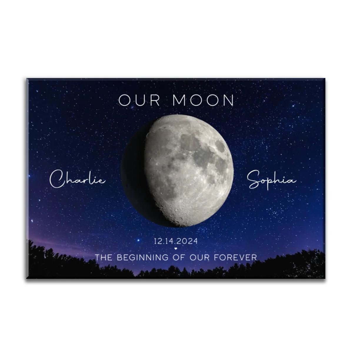 Our Moon Couple Gift Moon Phase Art Anniversary Gift For Wife, Gift for Husband Wedding Gift Personalized Canvas - Image 8