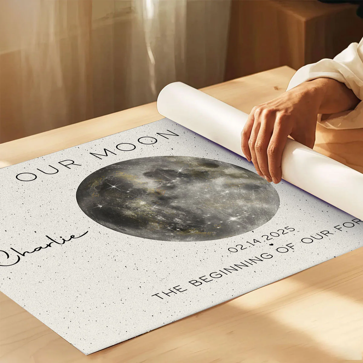 Our Moon Golden Dust Moon Phase Art Anniversary For Wife, Gift for Husband Couple Wedding Anniversary Gift Personalized Poster - Image 5