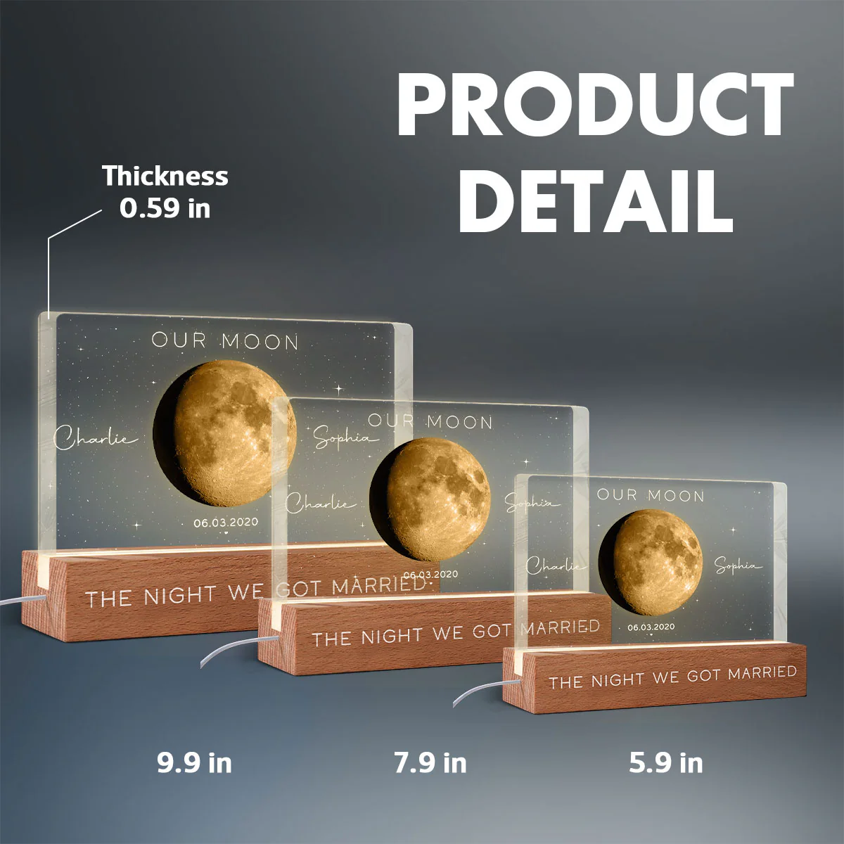 Our Moon Special Day Custom Moon Phase - Personalized Acrylic Block LED Night Light - Valentine's Day Gift For Couple - Image 5