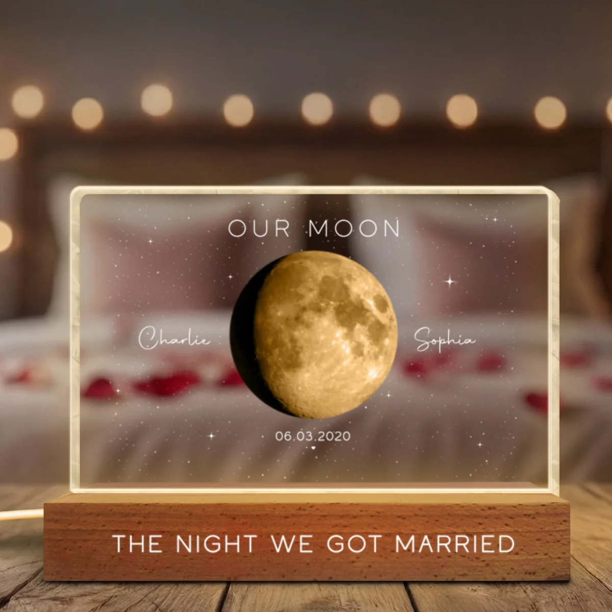 Our Moon Special Day Custom Moon Phase - Personalized Acrylic Block LED Night Light - Valentine's Day Gift For Couple - Image 9