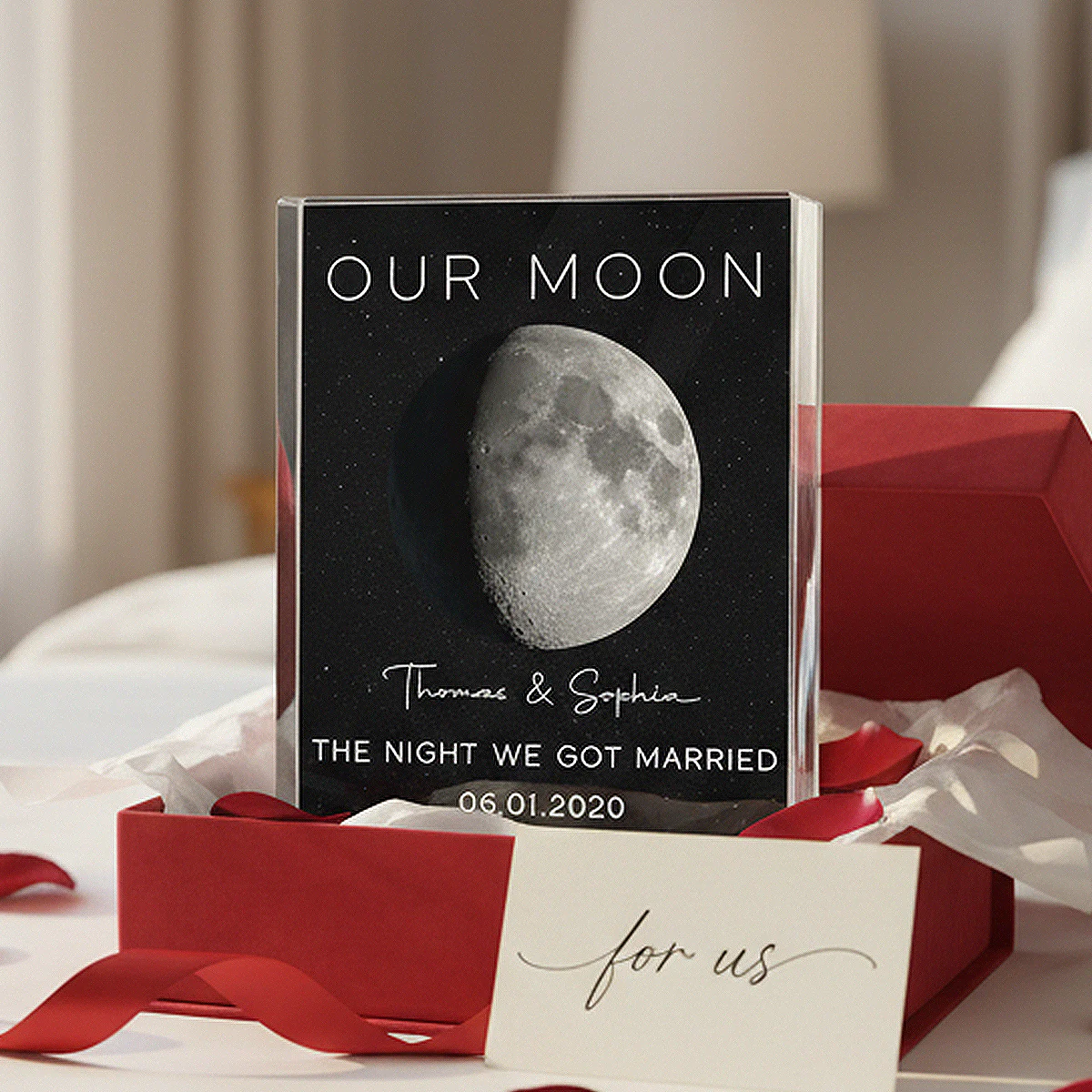 Our Moon Special Day Custom Moon Phase - Personalized Acrylic Block Plaque - Valentine's Day Gift For Couple - Image 5
