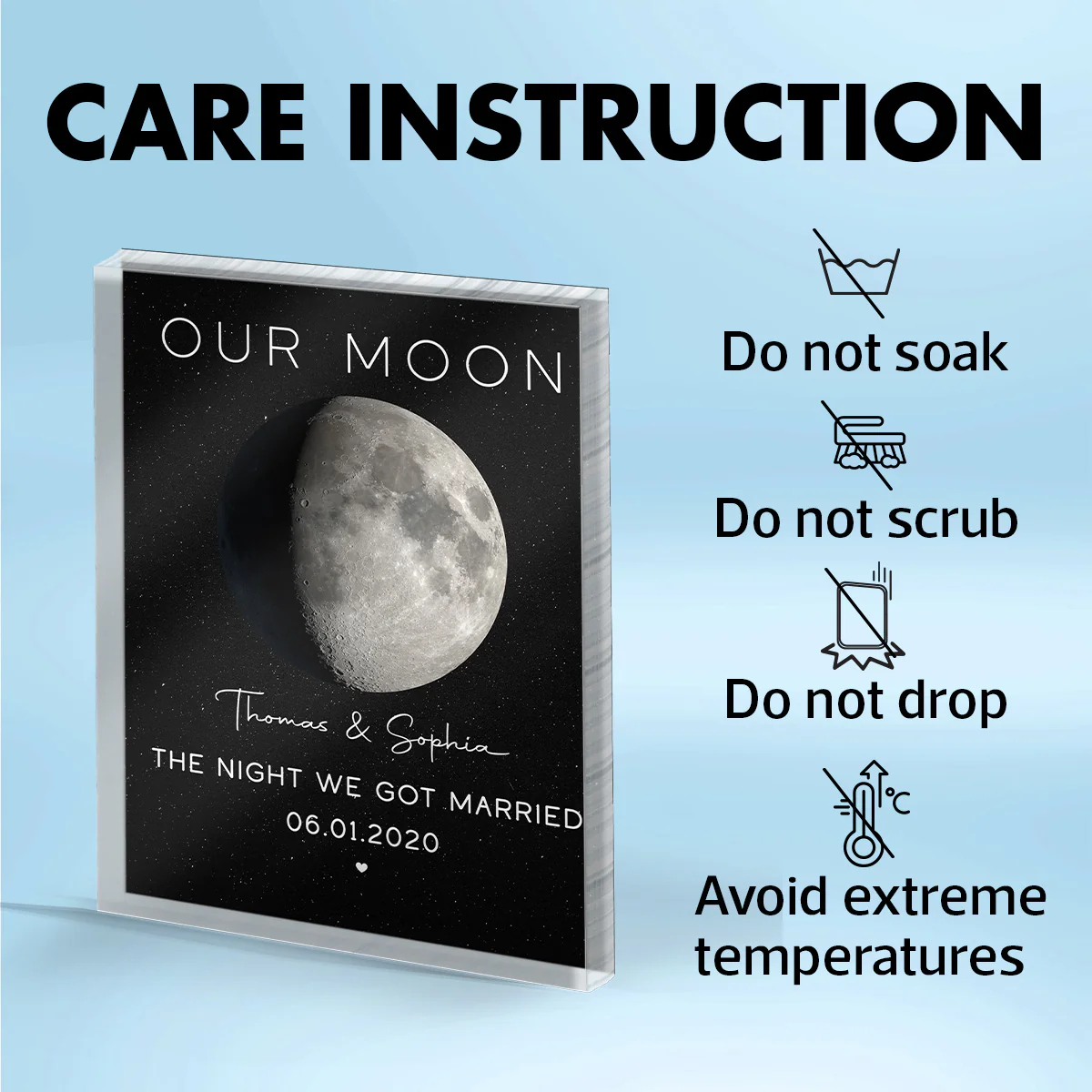 Our Moon Special Day Custom Moon Phase - Personalized Acrylic Block Plaque - Valentine's Day Gift For Couple - Image 7