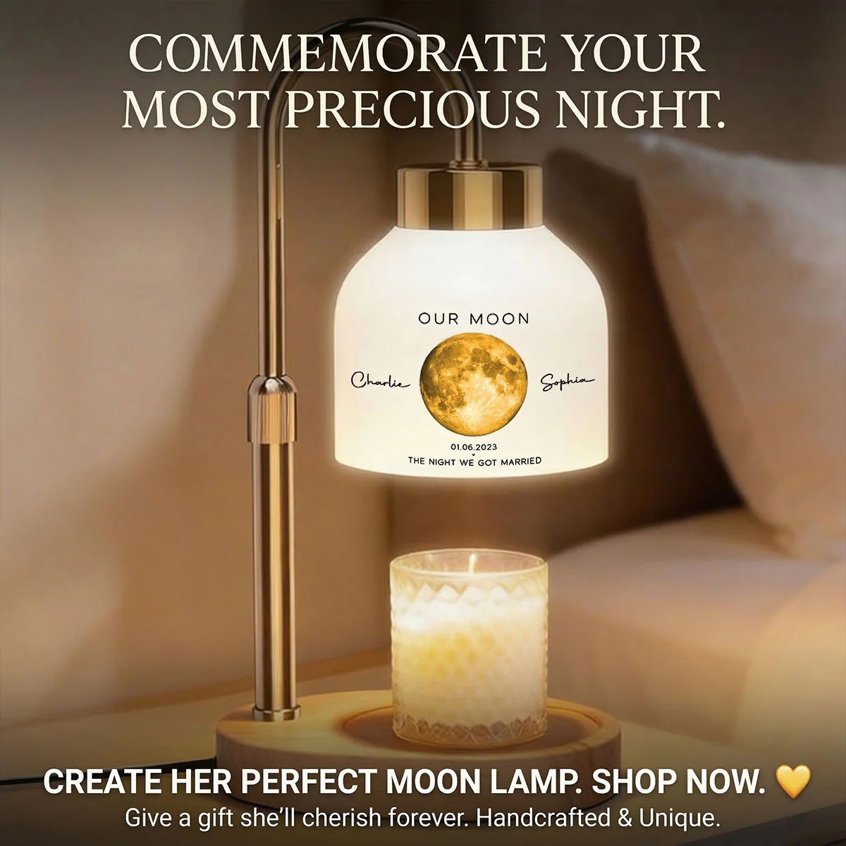 Our Moon Special Day Custom Moon Phase - Personalized Candle Warmer Lamp - Anniversary Gift For Wife, Gift for Husband - Image 10