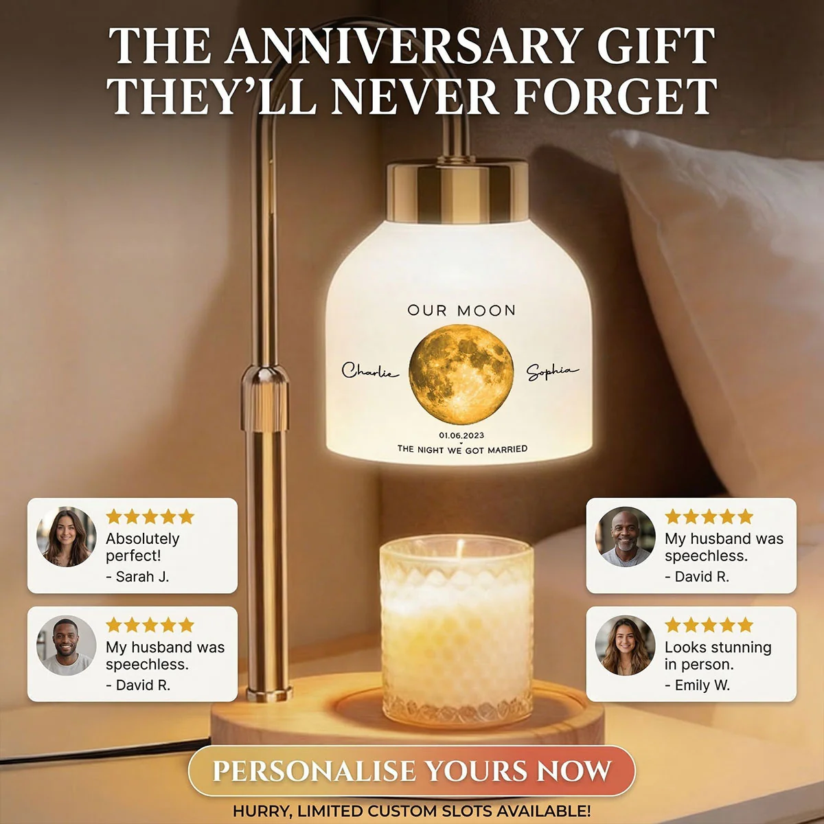 Our Moon Special Day Custom Moon Phase - Personalized Candle Warmer Lamp - Anniversary Gift For Wife, Gift for Husband - Image 11