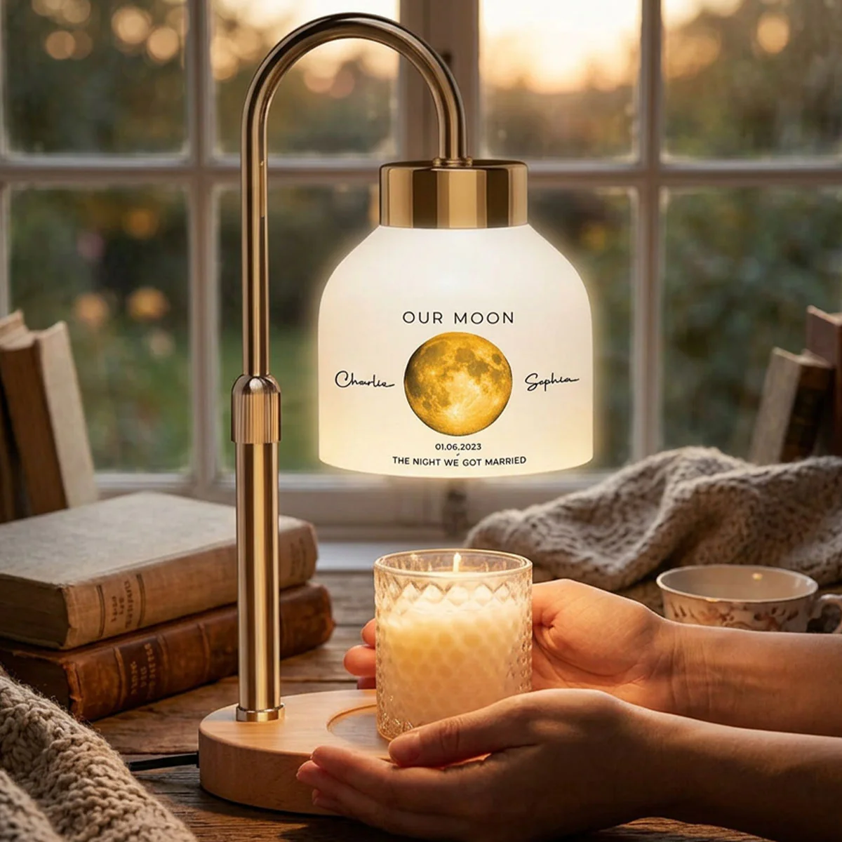 Our Moon Special Day Custom Moon Phase - Personalized Candle Warmer Lamp - Anniversary Gift For Wife, Gift for Husband - Image 5