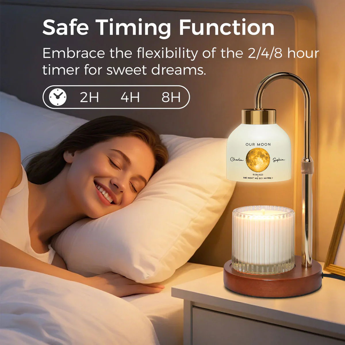 Our Moon Special Day Custom Moon Phase - Personalized Candle Warmer Lamp - Anniversary Gift For Wife, Gift for Husband - Image 7