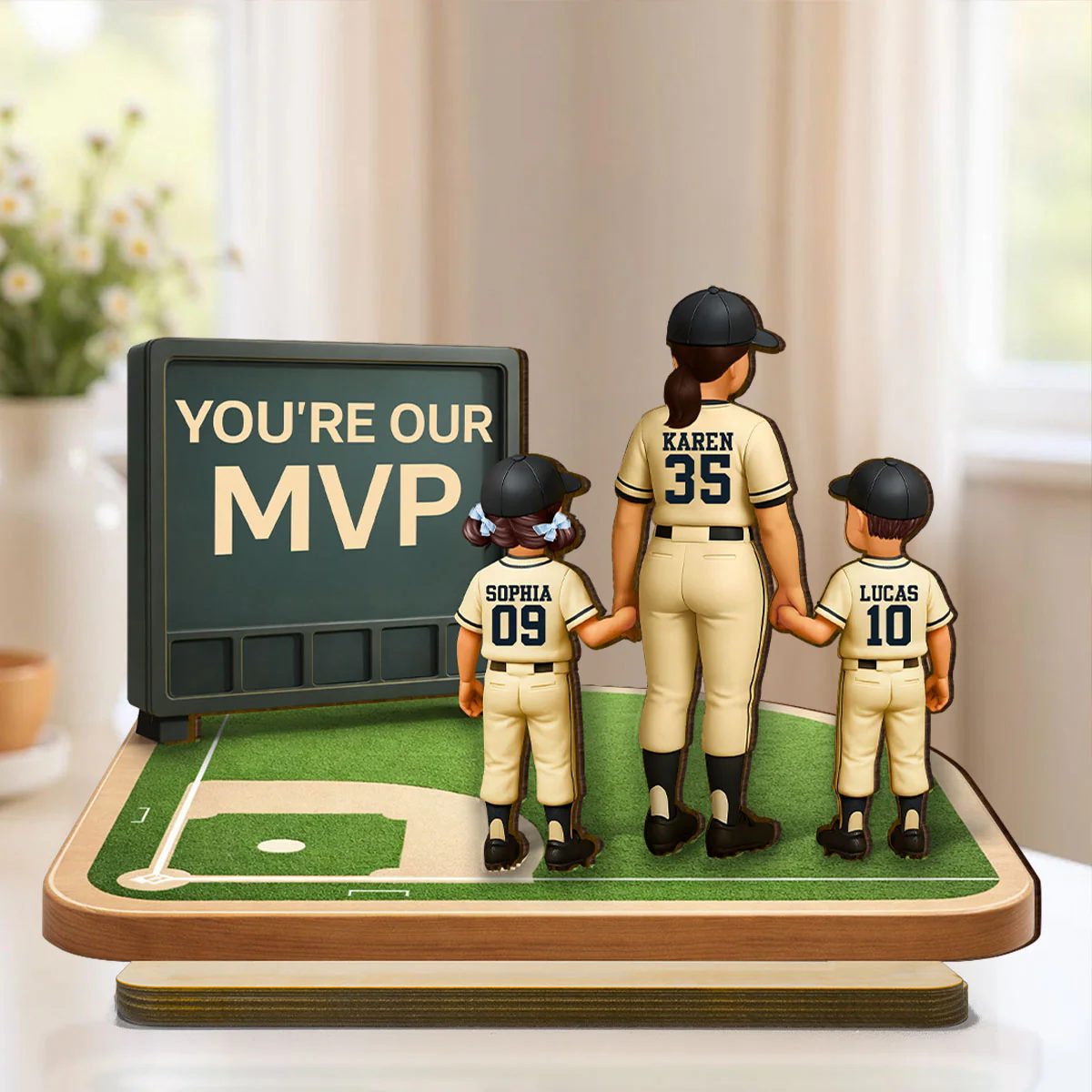 Our MVP Baseball Mom - Personalized 2-Layered Wooden Plaque - Sentimental Keepsake, Mother's Day Gift for Mom, Wife - Image 2