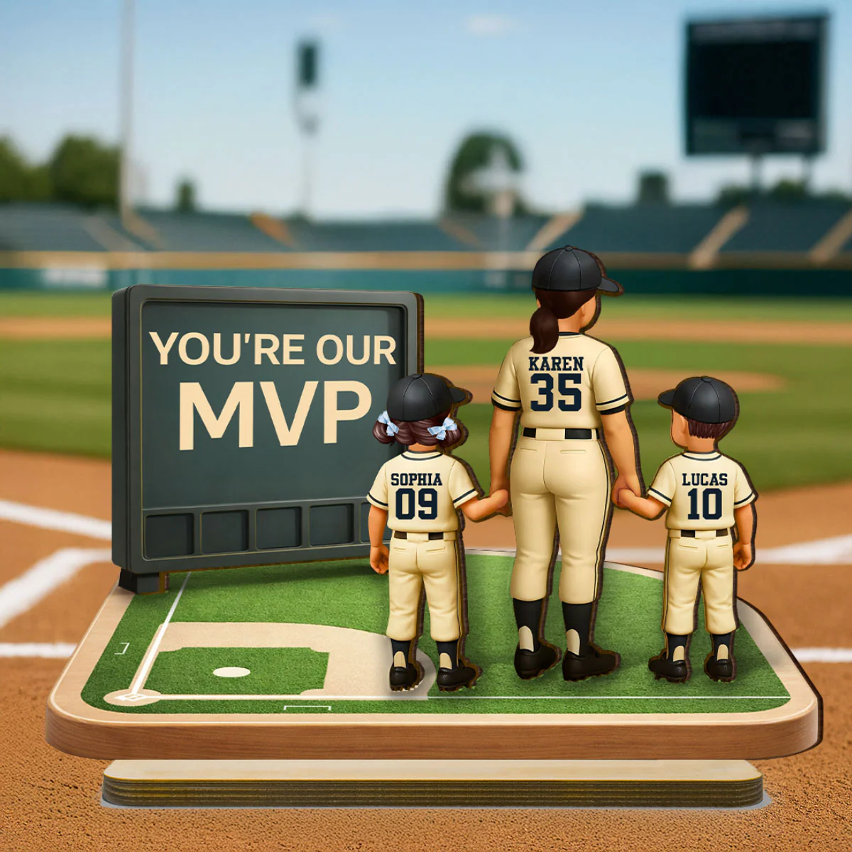 Our MVP Baseball Mom - Personalized 2-Layered Wooden Plaque - Sentimental Keepsake, Mother's Day Gift for Mom, Wife - Image 3