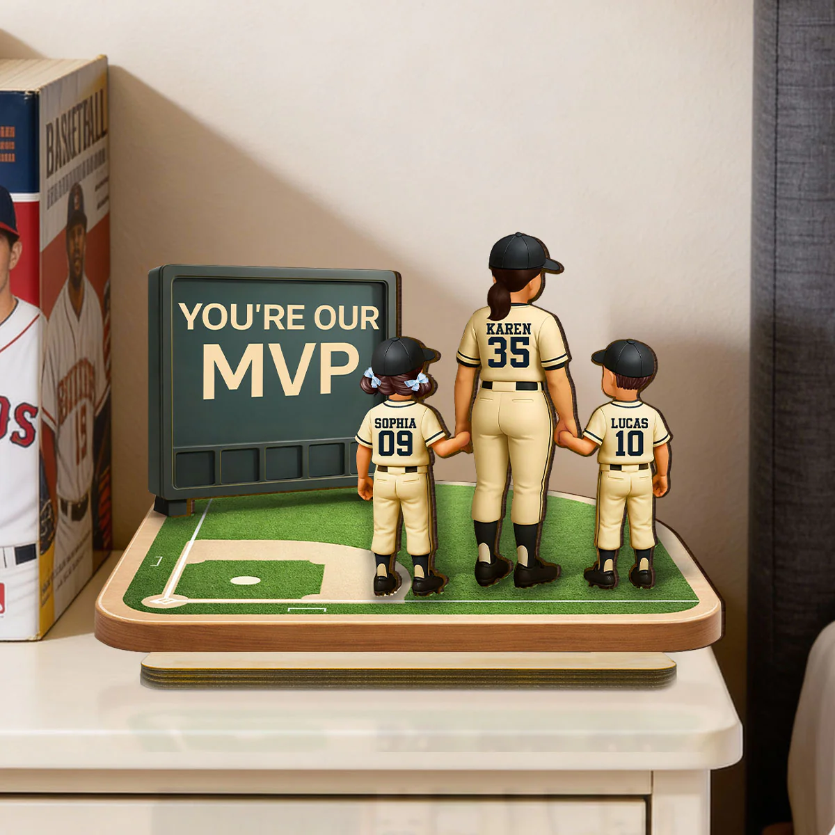 Our MVP Baseball Mom - Personalized 2-Layered Wooden Plaque - Sentimental Keepsake, Mother's Day Gift for Mom, Wife - Image 4