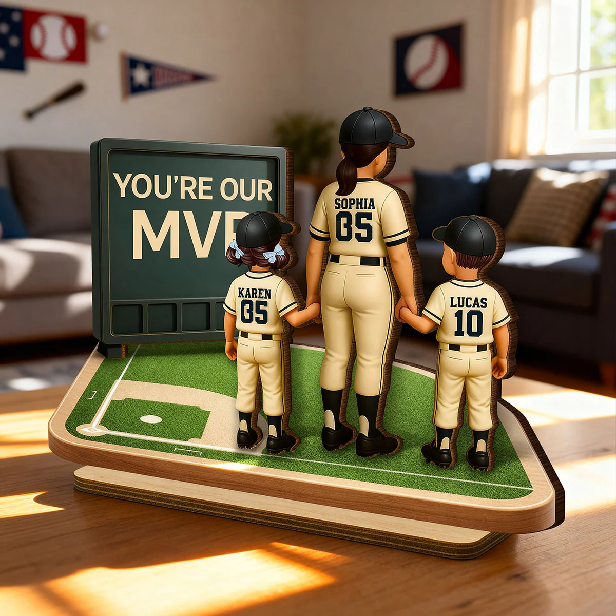 Our MVP Baseball Mom - Personalized 2-Layered Wooden Plaque - Sentimental Keepsake, Mother's Day Gift for Mom, Wife - Image 5