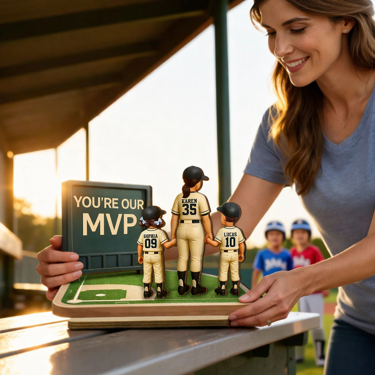 Our MVP Baseball Mom - Personalized 2-Layered Wooden Plaque - Sentimental Keepsake, Mother's Day Gift for Mom, Wife - Image 6