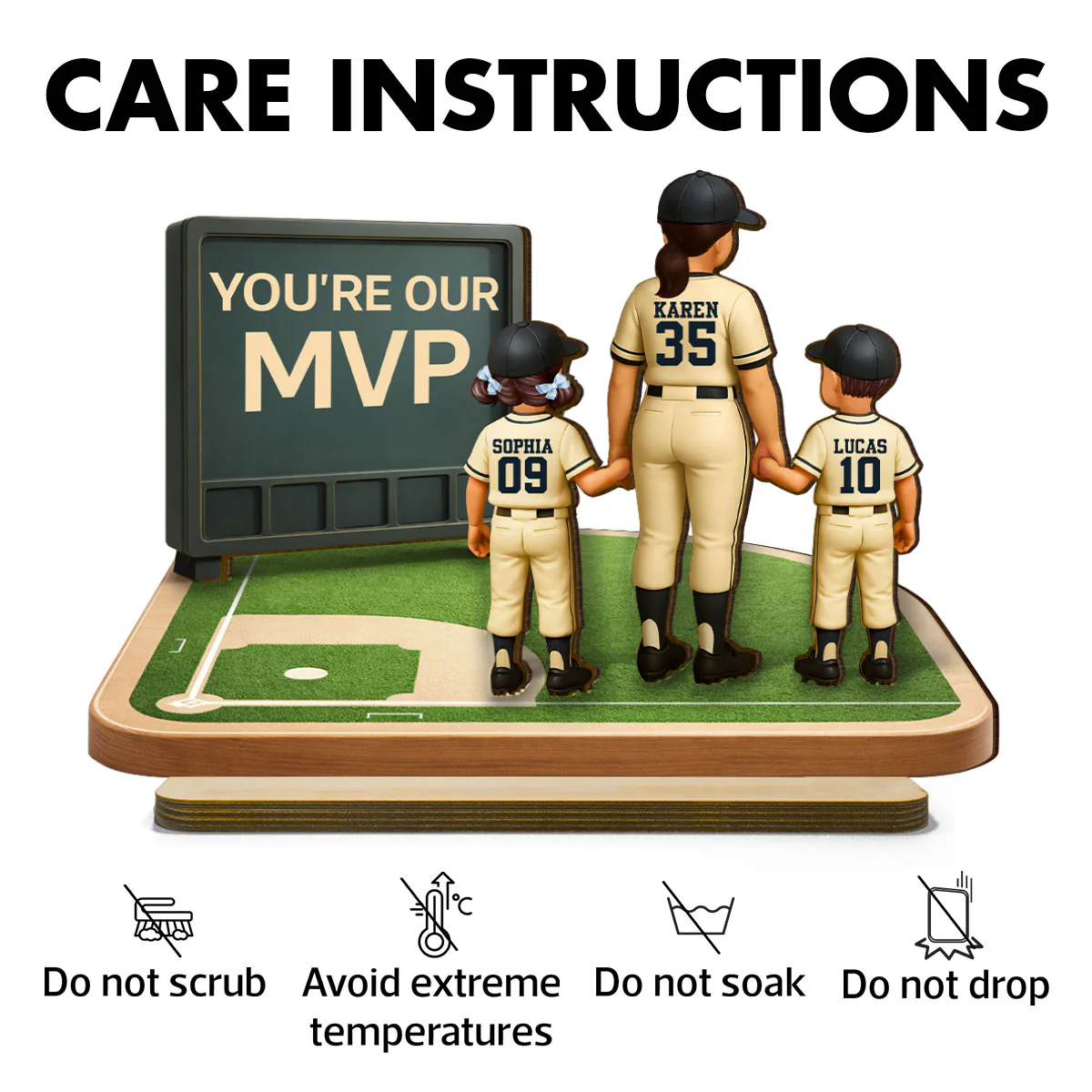 Our MVP Baseball Mom - Personalized 2-Layered Wooden Plaque - Sentimental Keepsake, Mother's Day Gift for Mom, Wife - Image 7