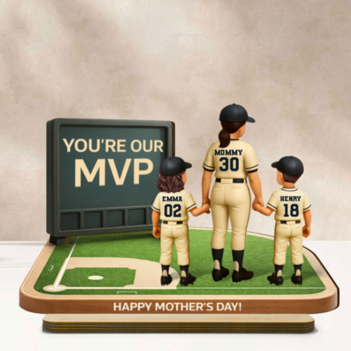 Our MVP Baseball Mom - Personalized 2-Layered Wooden Plaque - Sentimental Keepsake, Mother's Day Gift for Mom, Wife - Image 9