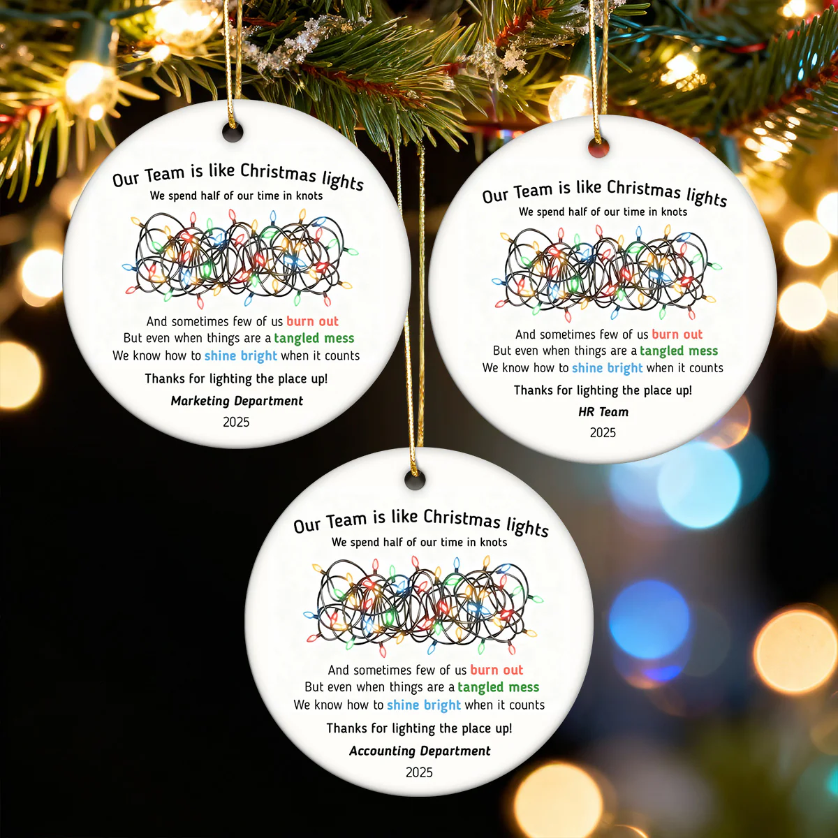 Our Team Is Like Christmas Light - Personalized Ceramic Ornament - Funny Employees Gift from Boss, Team Appreciation, Gifts for Staff - Image 7