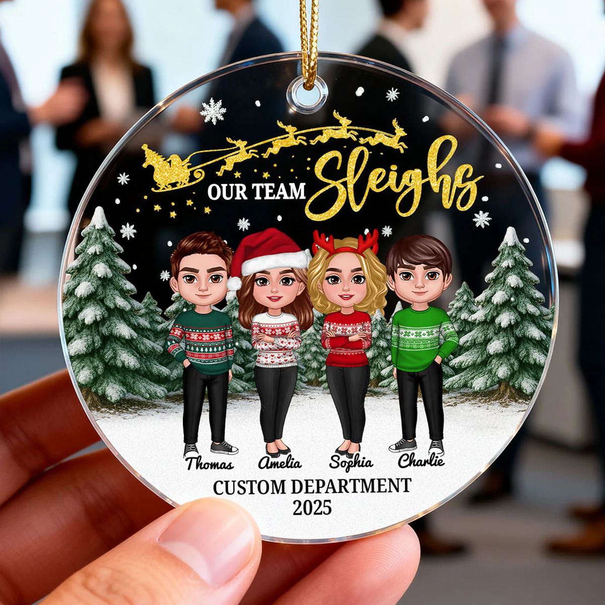 Our Team Sleighs Best Team Ever - Personalized Acrylic Ornament, Company Christmas Gift For Staff, For Employees - Image 9