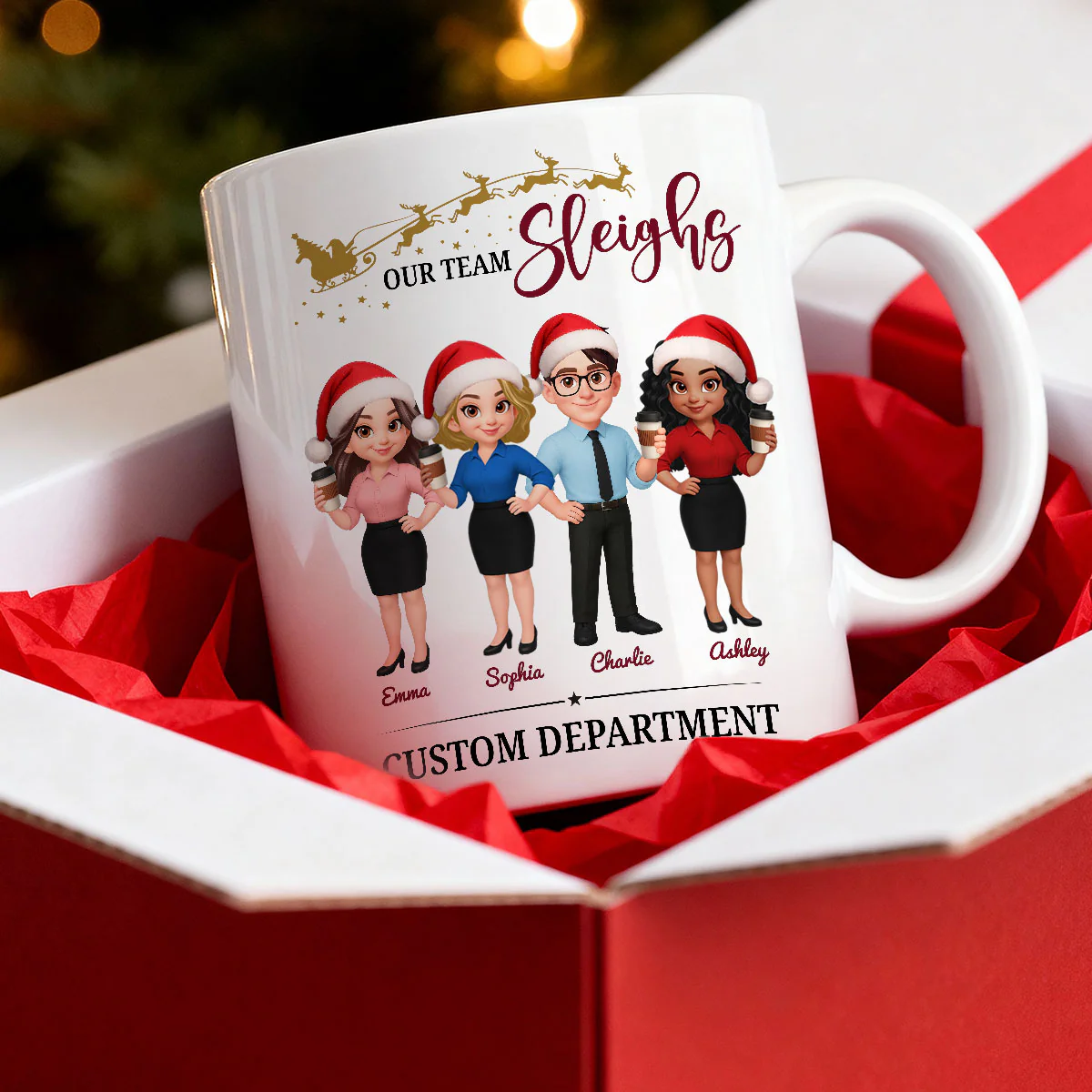 Our Team Sleighs - Personalized Mug - Perfect Christmas Gift For Work Besties, Colleagues, Coworkers - Image 4