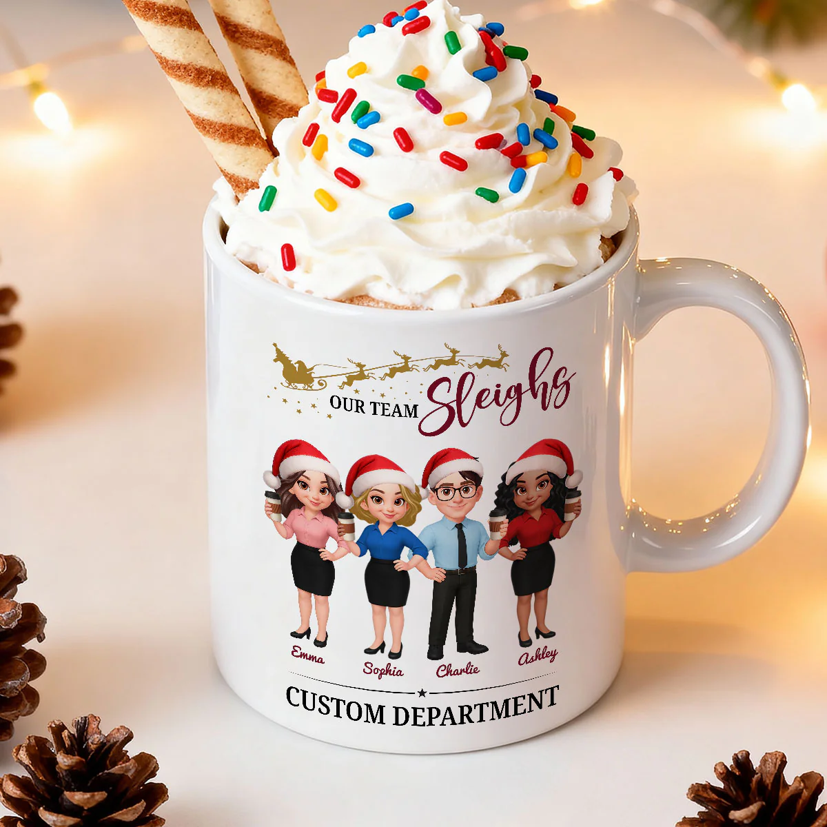 Our Team Sleighs - Personalized Mug - Perfect Christmas Gift For Work Besties, Colleagues, Coworkers - Image 5