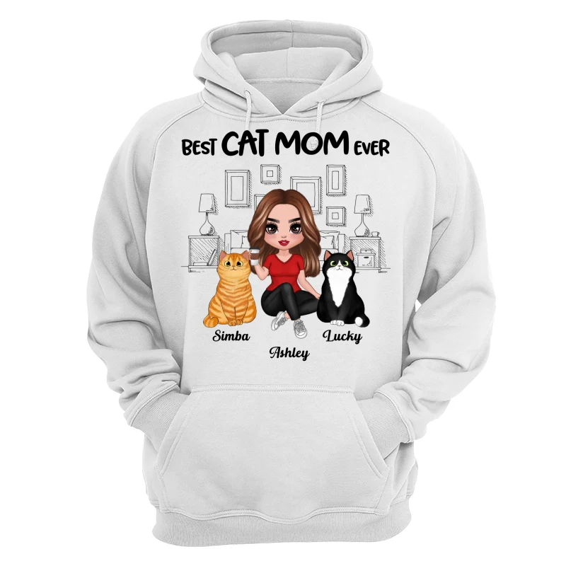Outline Background In House Best Cat Mom Ever Personalized Shirt - Image 13