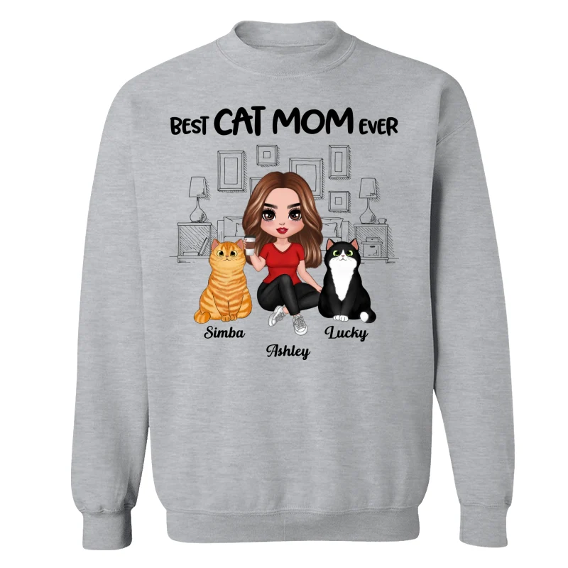 Outline Background In House Best Cat Mom Ever Personalized Shirt - Image 18