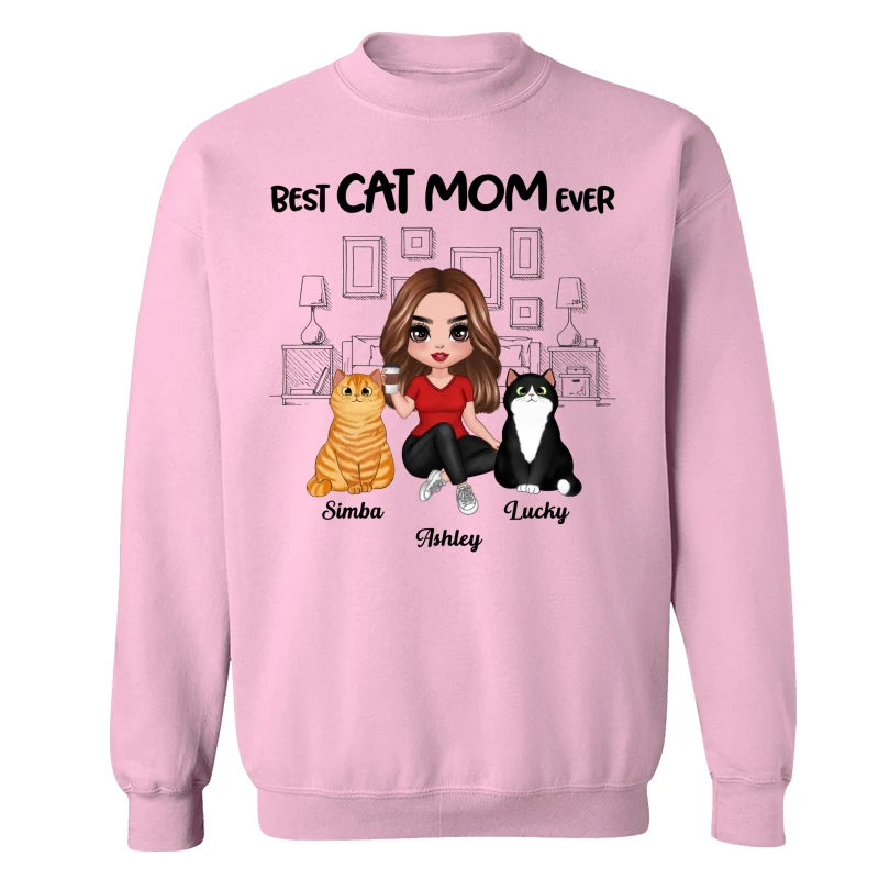 Outline Background In House Best Cat Mom Ever Personalized Shirt - Image 19