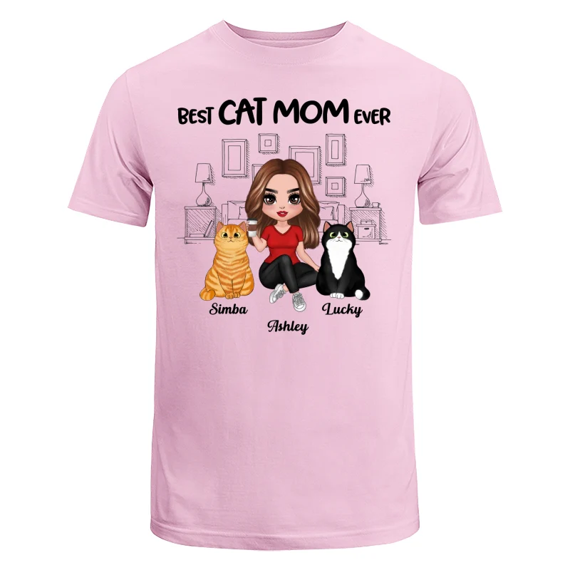Outline Background In House Best Cat Mom Ever Personalized Shirt - Image 7