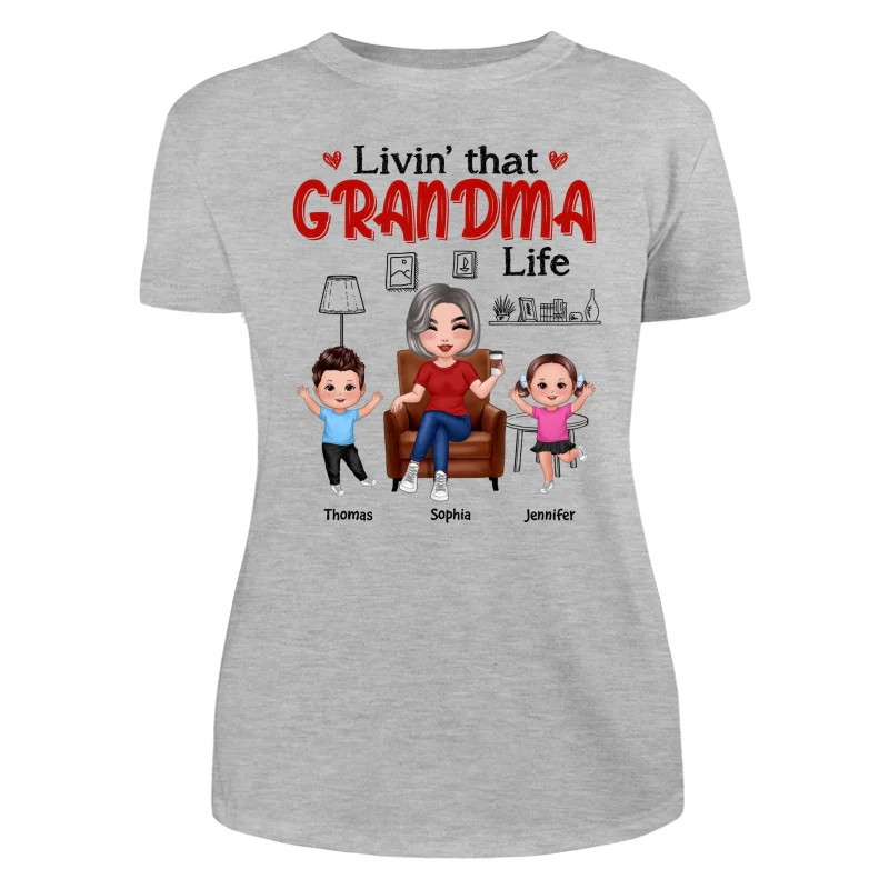 Outline Background In House Livin‘ That Grandma Life Personalized Shirt - Image 10
