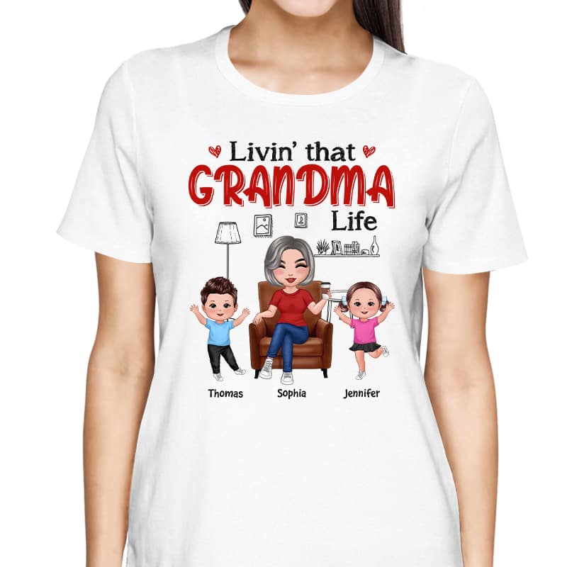 Outline Background In House Livin‘ That Grandma Life Personalized Shirt - Image 2