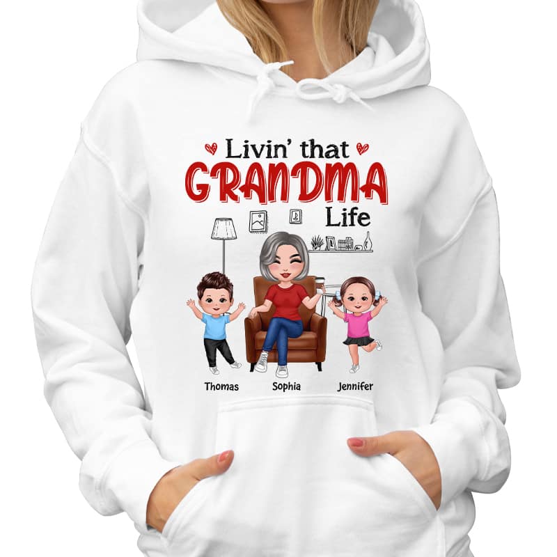 Outline Background In House Livin‘ That Grandma Life Personalized Shirt - Image 4