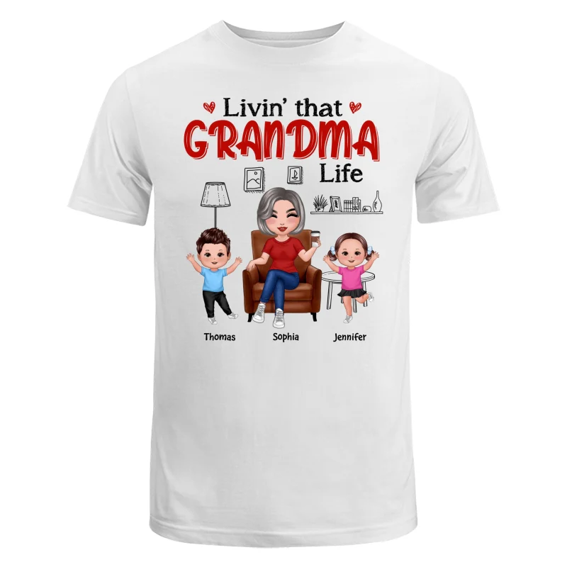 Outline Background In House Livin‘ That Grandma Life Personalized Shirt - Image 5