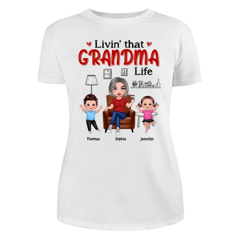 Outline Background In House Livin‘ That Grandma Life Personalized Shirt - Image 9