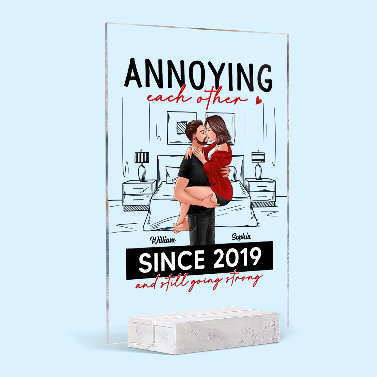 Outline Background Man Holding Woman Kissing Couple Gift For Him For Her Personalized Acrylic Plaque - Image 2