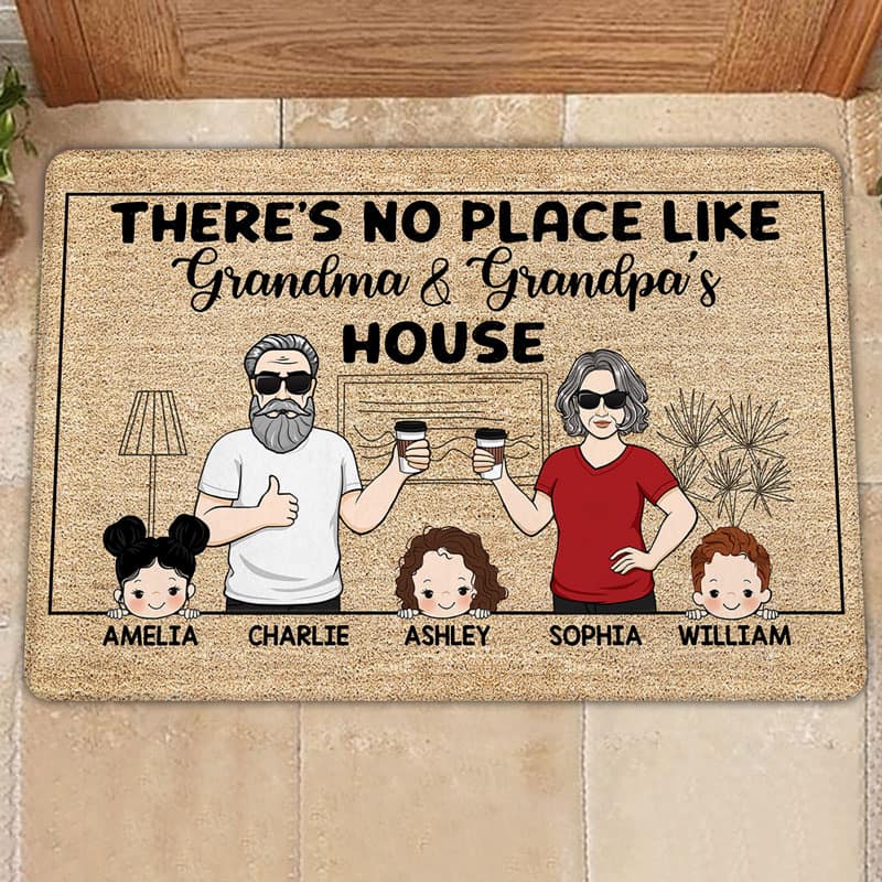 Outline Background No Place Like Grandparents House Personalized Doormat - Image 2