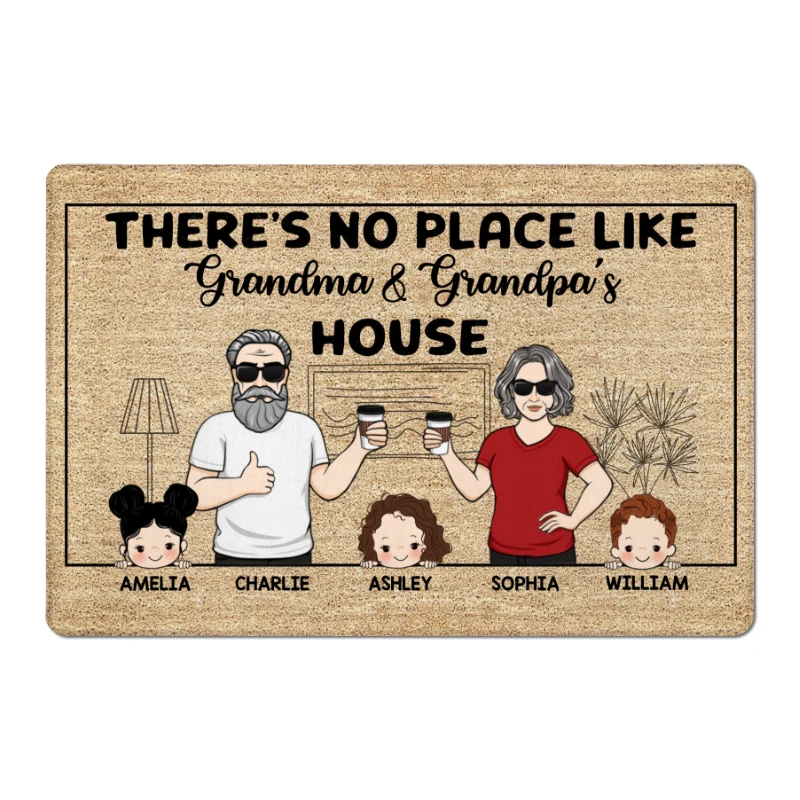 Outline Background No Place Like Grandparents House Personalized Doormat - Image 5