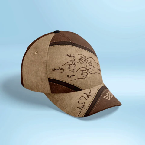 Daddy's Team Fist Bump - Personalized Classic Cap - Gift For Dad, Gift For Husband, Gift For Grandpa - Image 2