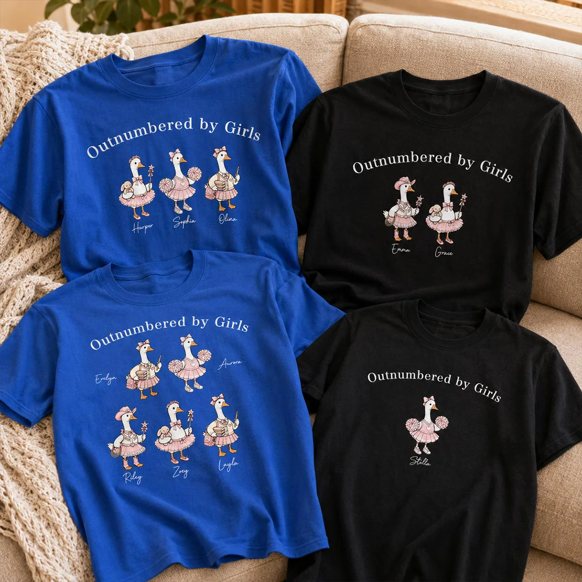 Outnumbered By Girls Cute Goose - Personalized Shirt - Father's Day Gift For Husband, Girl Dad - Image 4