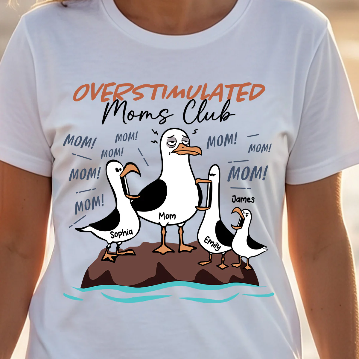 Overstimulated Moms Club Seagull Mom Mom Mom - Personalized Shirt - Funny Mother's Day Gift For Mom - Image 4