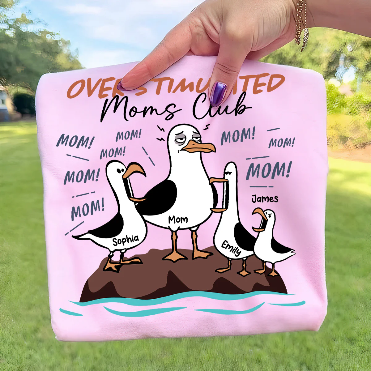 Overstimulated Moms Club Seagull Mom Mom Mom - Personalized Shirt - Funny Mother's Day Gift For Mom - Image 5