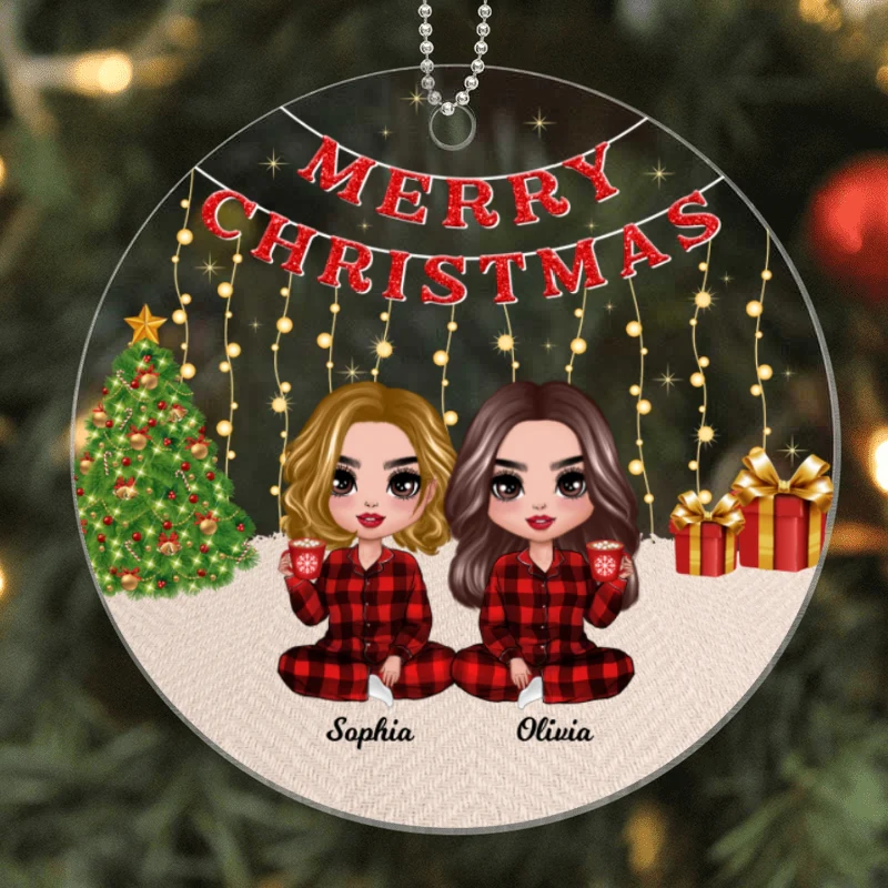 Pajamas Doll Besties Christmas Light Strings Personalized Acrylic Ornament - Image 5