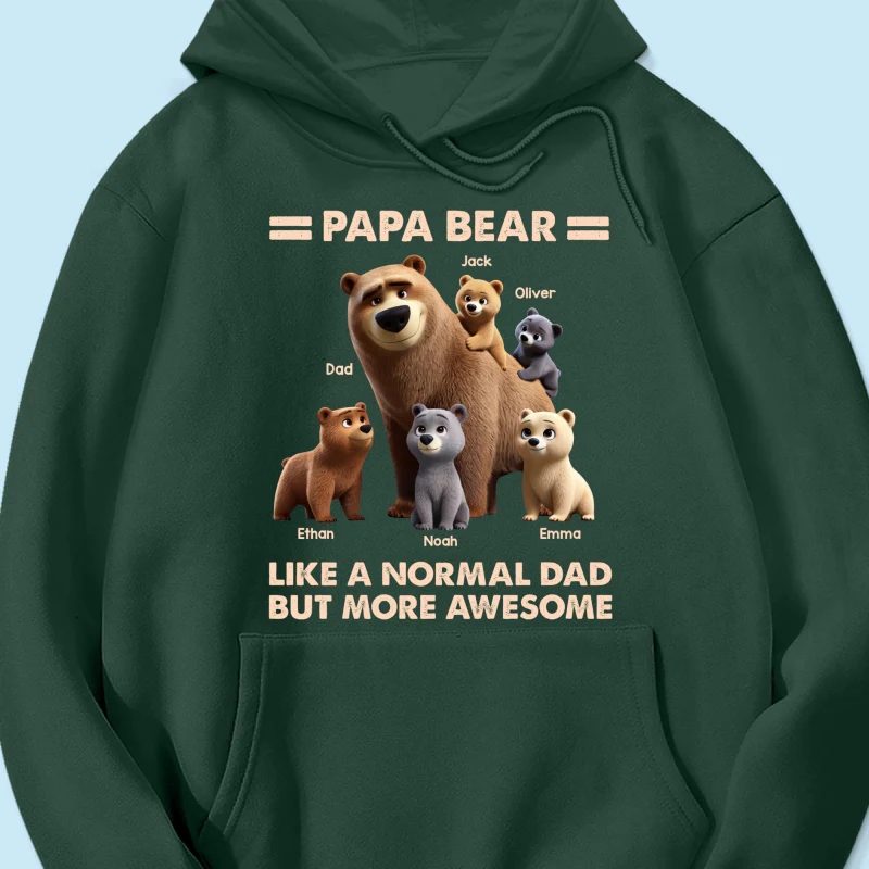 Papa Bear And Kids 3D Cute Personalized Shirt, Father's Day gift for Dads, Grandpas - Image 14